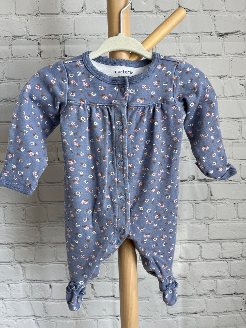 ⭐️⭐️ PICK 5 / $20 Carter's Dusty Blue Floral Footed One-Piece Sleeper